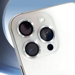 CD Texture Eagle Eye Camera Lens Protector for iPhone - 3 Colors Metal Ring Tempered Glass Camera Lens Film