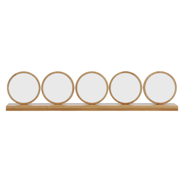 5in1 Round Bamboo Sublimation Photo Frame Tabletop Decor Custom Printable Family Memory Display Gift