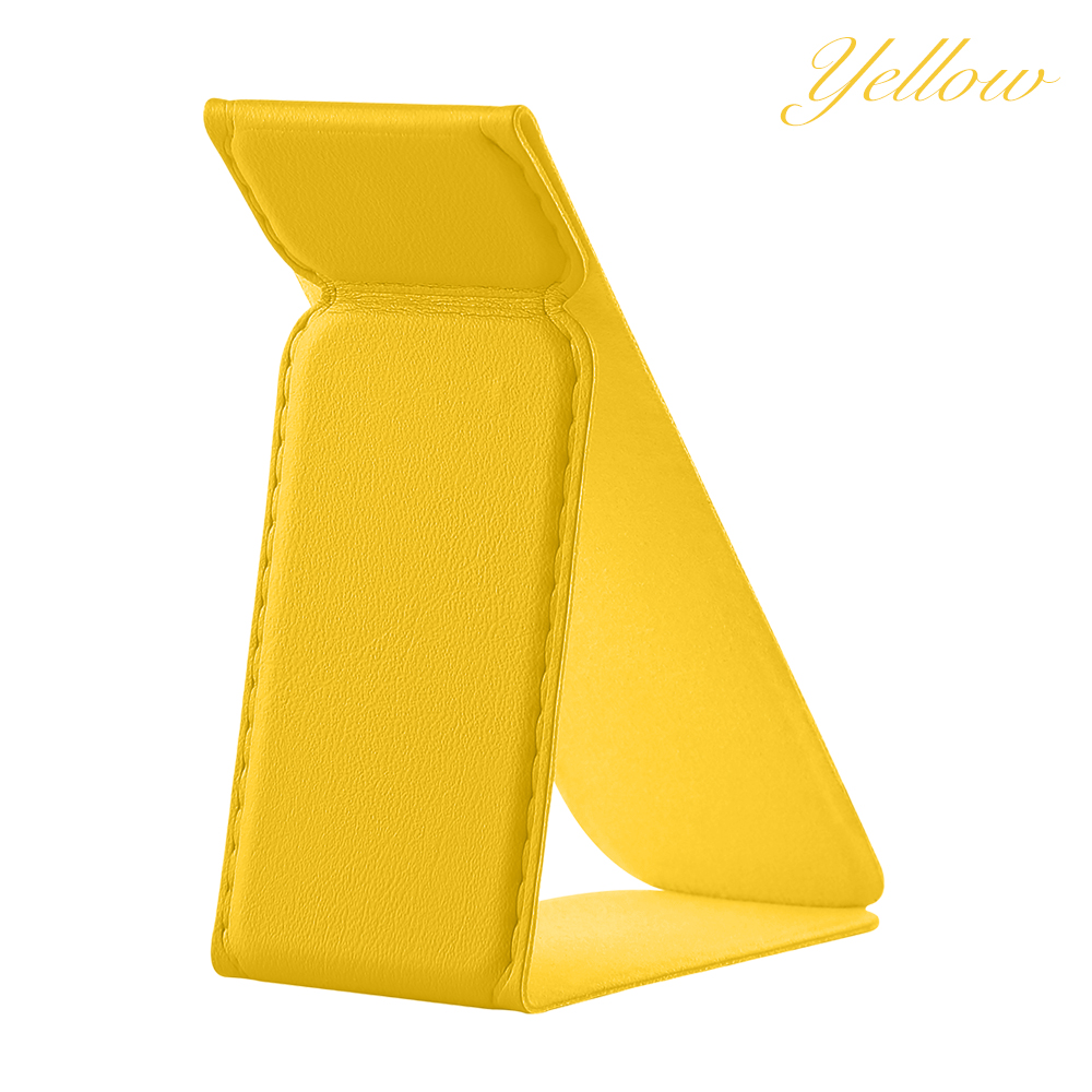 PU Leather Foldable Magnetic Phone Grip Stand 17 Colors Portable Back Sticker Phone Holder for Desktop & Handheld Use