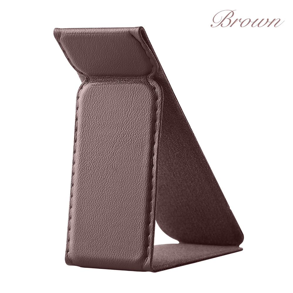 PU Leather Foldable Magnetic Phone Grip Stand 17 Colors Portable Back Sticker Phone Holder for Desktop & Handheld Use