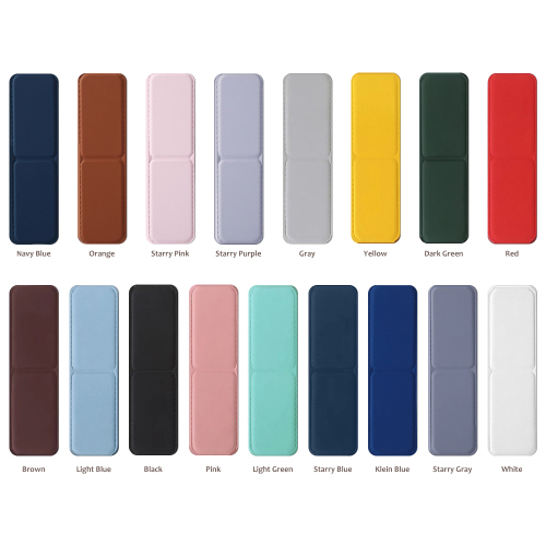 PU Leather Foldable Magnetic Phone Grip Stand 17 Colors Portable Back Sticker Phone Holder for Desktop & Handheld Use