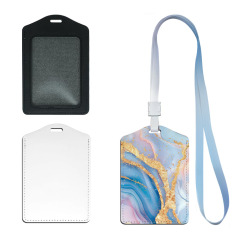 Customizable Sublimation PU ID Badge Holder 3 Colors with Lanyard Personalized Office School ID Card Protector