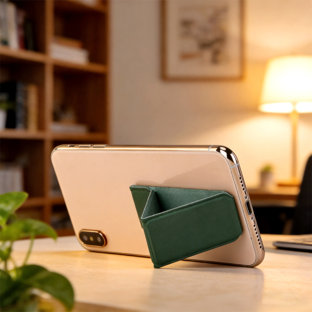 PU Leather Foldable Magnetic Phone Grip Stand 17 Colors Portable Back Sticker Phone Holder for Desktop & Handheld Use