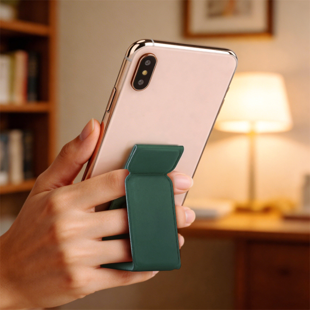 PU Leather Foldable Magnetic Phone Grip Stand 17 Colors Portable Back Sticker Phone Holder for Desktop & Handheld Use