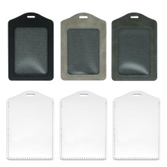Customizable Sublimation PU ID Badge Holder 3 Colors with Lanyard Personalized Office School ID Card Protector