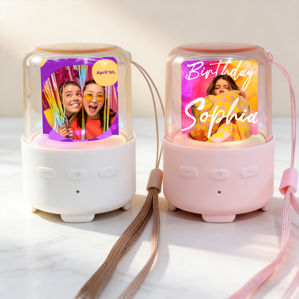 Personalized Sublimation Bluetooth Speaker Portable Mini Custom Print LED Light Speaker for Home Party & Travel Gifts