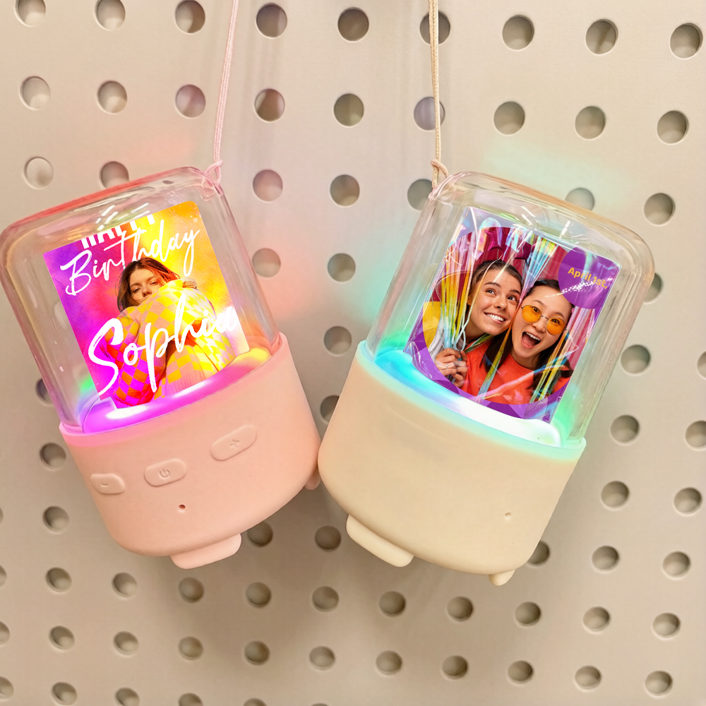 Personalized Sublimation Bluetooth Speaker Portable Mini Custom Print LED Light Speaker for Home Party & Travel Gifts