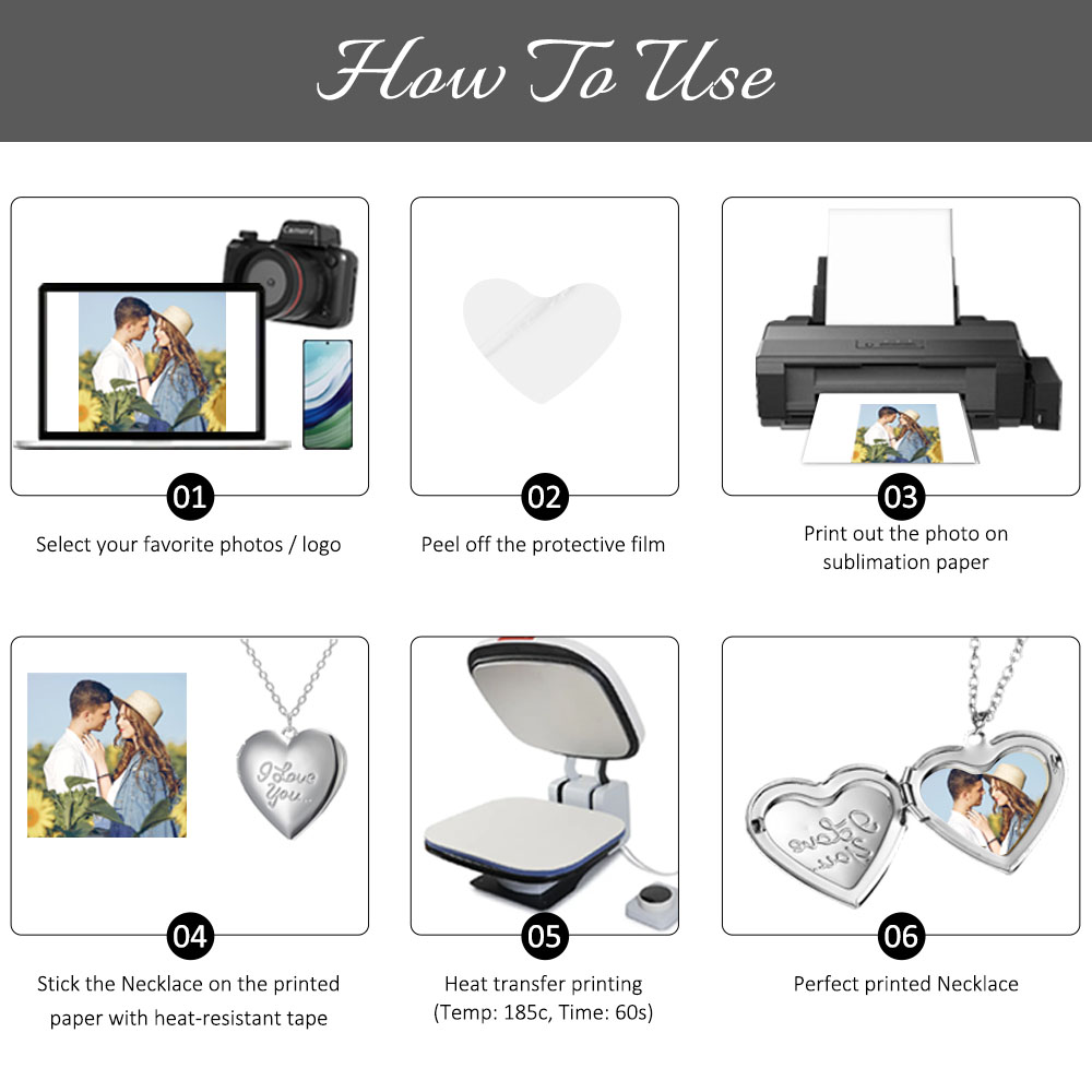 Sublimation Blank Heart Locket Necklace 3 Styles Zinc Alloy Custom Photo Printable Pendant for Heat Transfer Printing Jewelry