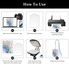 Customizable Sublimation PU ID Badge Holder 3 Colors with Lanyard Personalized Office School ID Card Protector