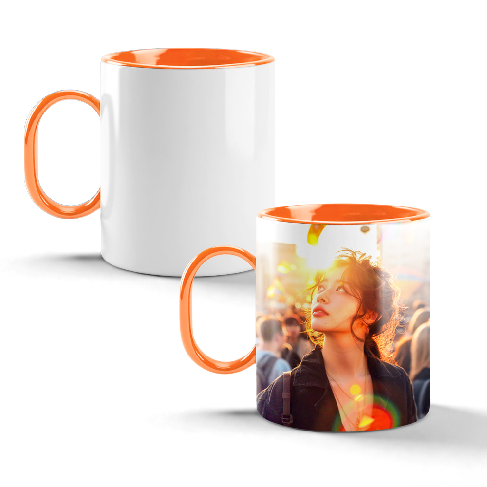 11oz Sublimation Color Handle & Inner Mug 8 Colors Personalized Polymer Coffee Cup Gift for Friends & Family