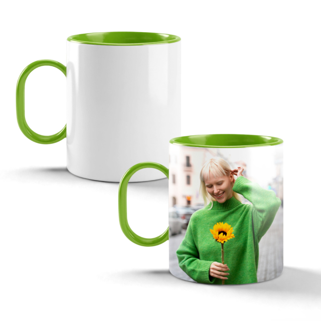 11oz Sublimation Color Handle & Inner Mug 8 Colors Personalized Polymer Coffee Cup Gift for Friends & Family