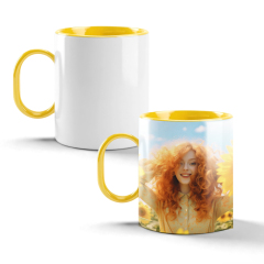 11oz Sublimation Color Handle & Inner Mug 8 Colors Personalized Polymer Coffee Cup Gift for Friends & Family
