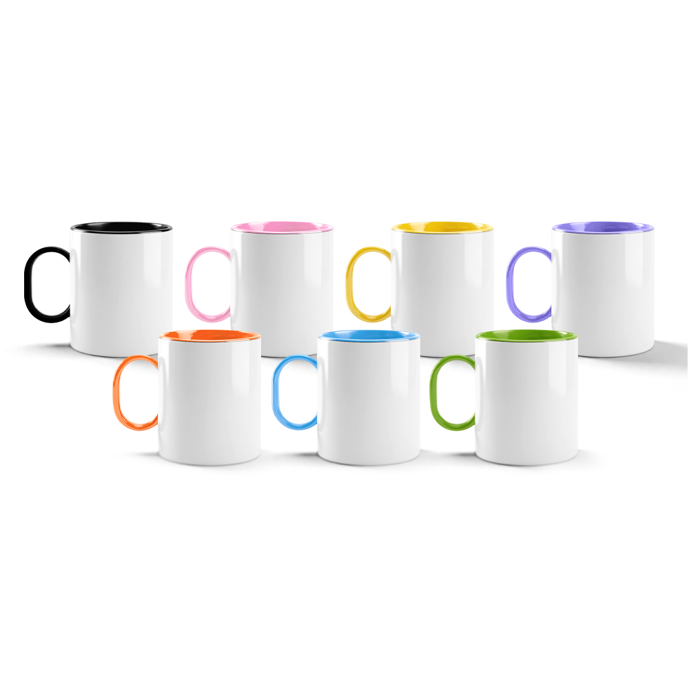 11oz Sublimation Color Handle & Inner Mug 8 Colors Personalized Polymer Coffee Cup Gift for Friends & Family