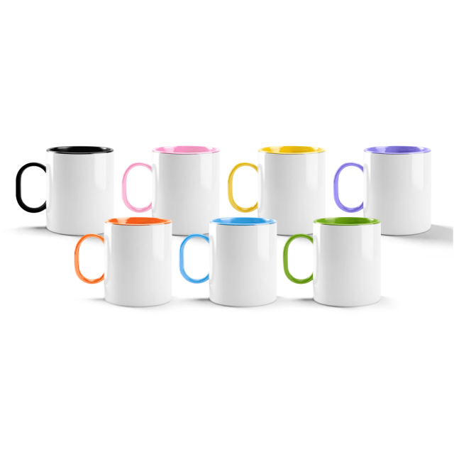 11oz Sublimation Color Handle & Inner Mug 8 Colors Personalized Polymer Coffee Cup Gift for Friends & Family