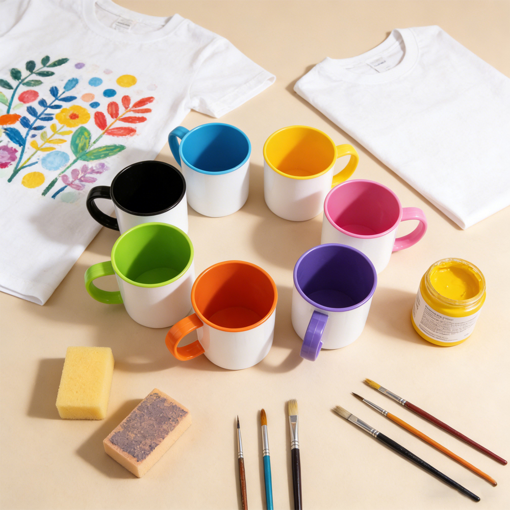 11oz Sublimation Color Handle & Inner Mug 8 Colors Personalized Polymer Coffee Cup Gift for Friends & Family