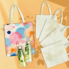 Eco-Friendly Sublimation Canvas Tote Bag Bulk Supply 3 Colors Customizable Shopping Bag for Business Gifts