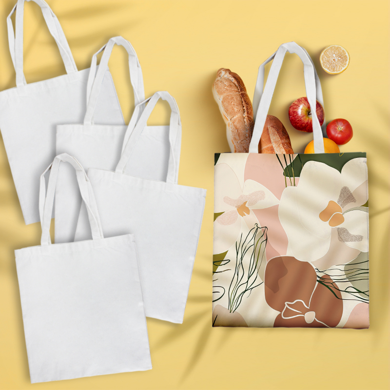 Eco-Friendly Sublimation Blank Polyester Cotton Canvas Tote Bag Factory Direct Custom Printable Reusable Shopping Handbag