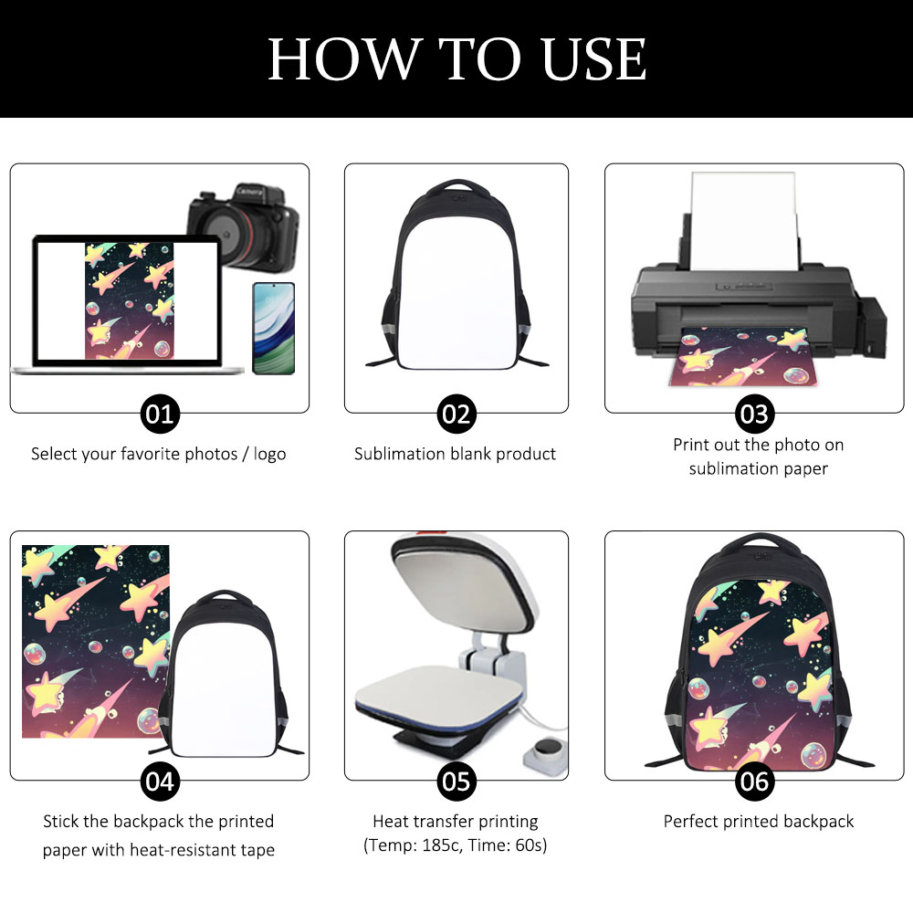 Sublimation School Double-Layer Backpack Bulk Supply 4 Colors Custom Printable Student Bag for Kids