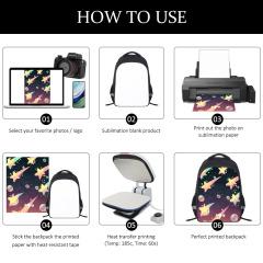 Sublimation School Double-Layer Backpack Bulk Supply 4 Colors Custom Printable Student Bag for Kids