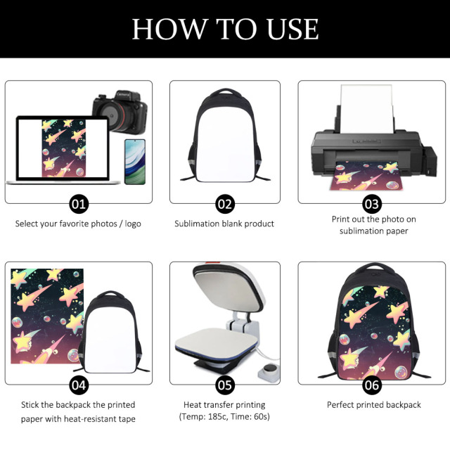 Sublimation School Double-Layer Backpack Bulk Supply 4 Colors Custom Printable Student Bag for Kids
