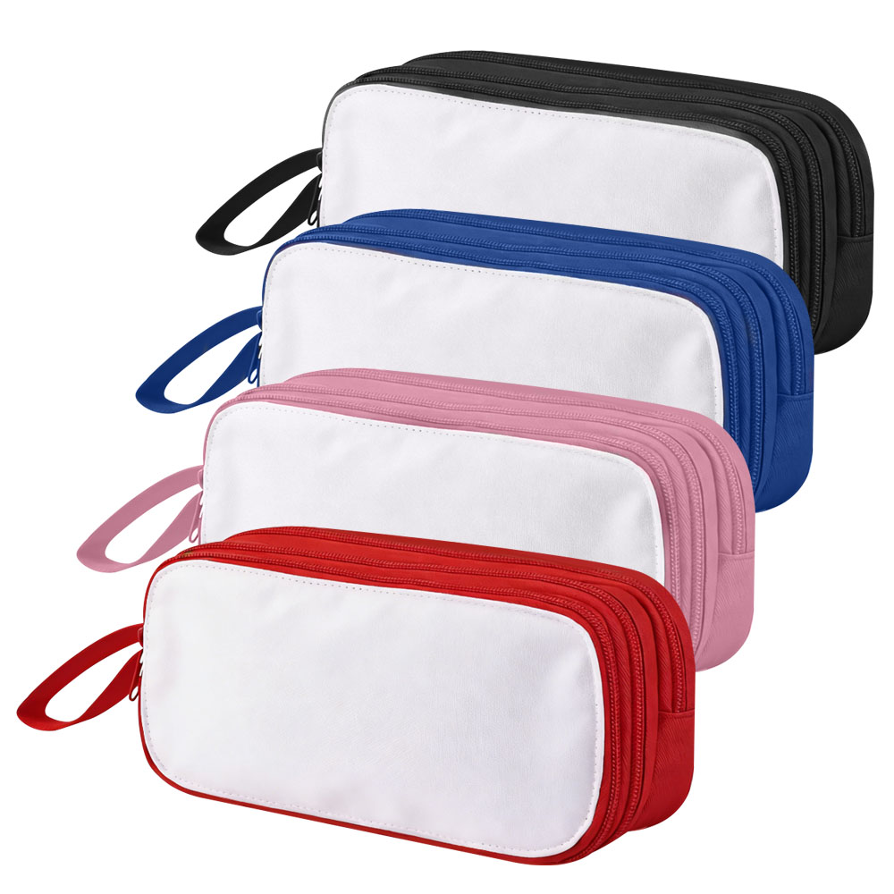 Double-Layer Sublimation Pencil Pouch Bulk Supply 4 Colors Custom Printable Stationery Bag for School