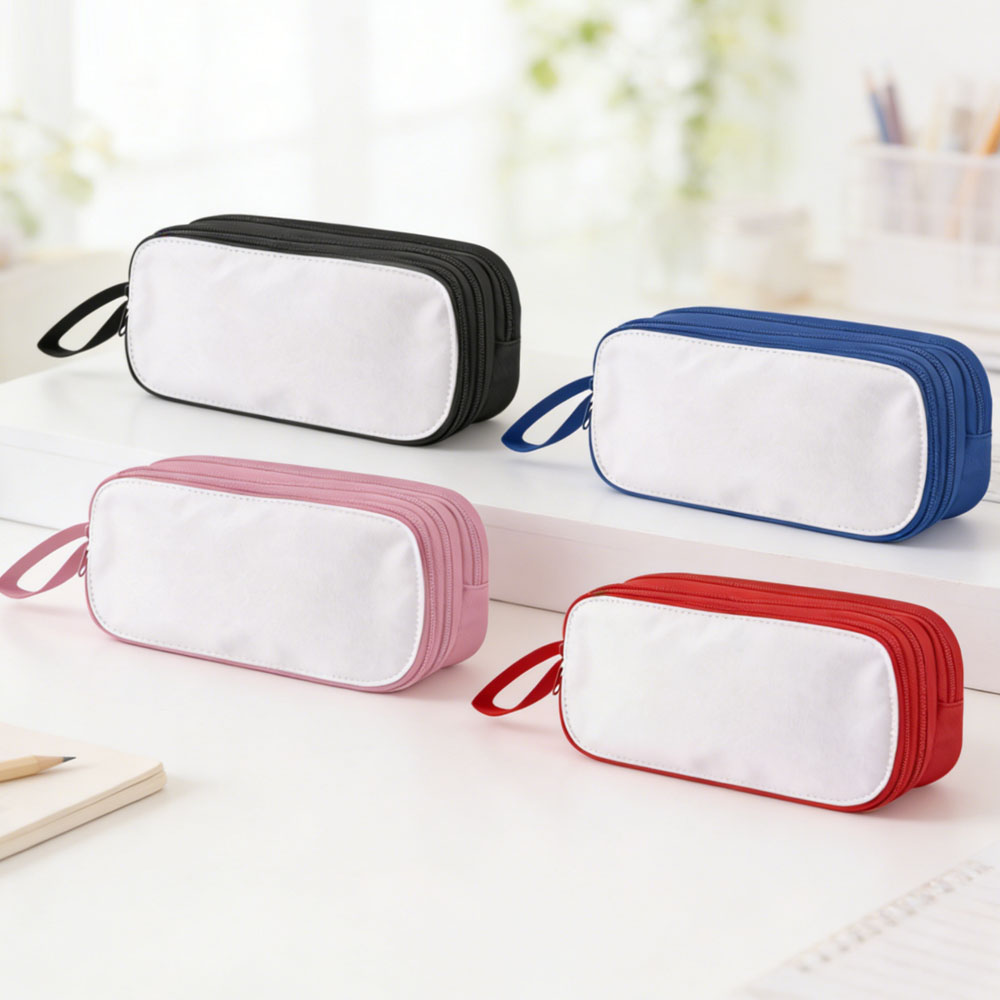 Double-Layer Sublimation Pencil Pouch Bulk Supply 4 Colors Custom Printable Stationery Bag for School
