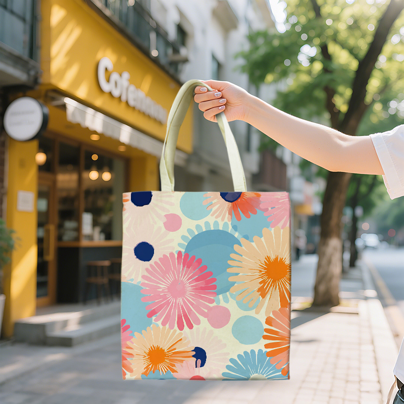 Eco-Friendly Sublimation Blank Polyester Cotton Canvas Tote Bag Factory Direct Custom Printable Reusable Shopping Handbag