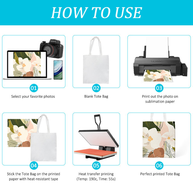 Eco-Friendly Sublimation Canvas Tote Bag Bulk Supply 3 Colors Customizable Shopping Bag for Business Gifts