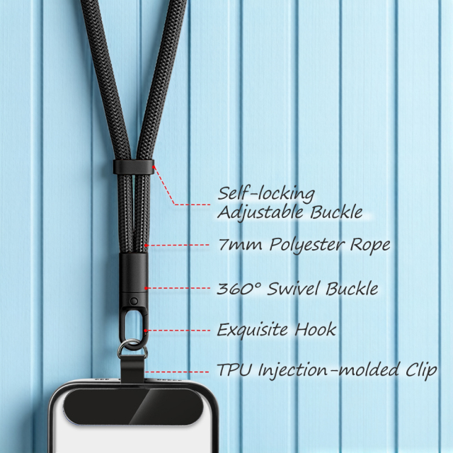 Phone Lanyard with Patch Factory Direct 4 Styles Adjustable Multi-Color Anti-Drop Polyester Strap Bulk Supply