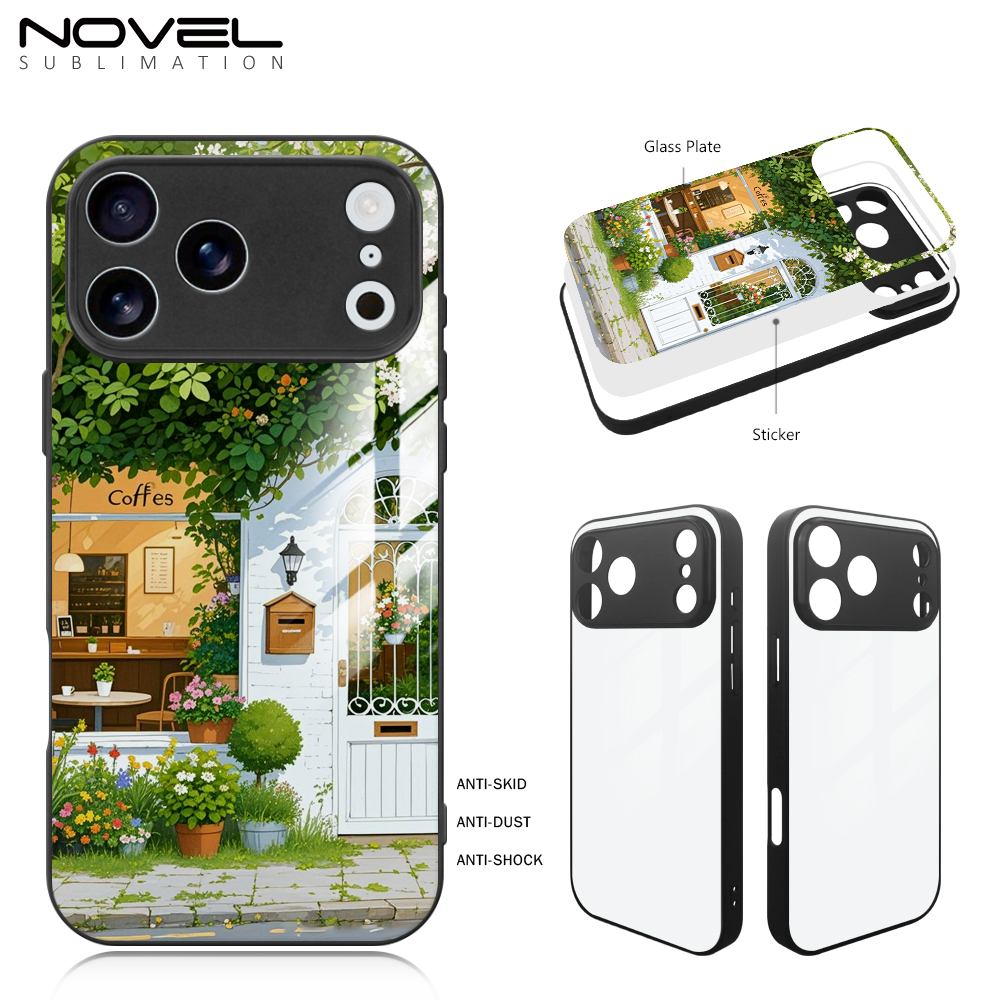 Sublimation TPU Tempered Glass Case Cover For iPhone 17/16/15 Series with Fine Camera Hole