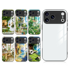 Sublimation TPU Tempered Glass Case Cover For iPhone 17/16/15 Series with Fine Camera Hole