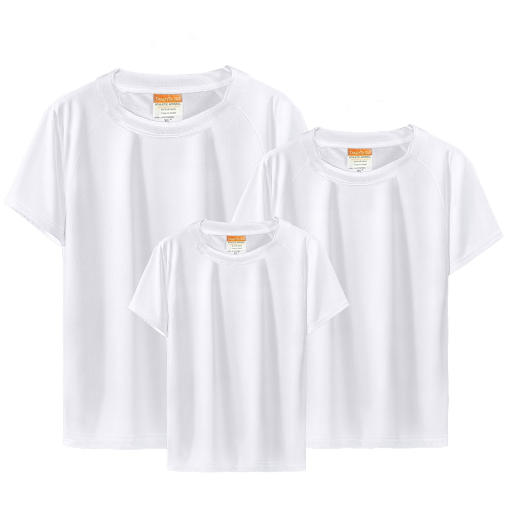 Sublimation Blank White T-Shirt Bulk Supply Custom Printable Tee for Family & Business 4 Styles