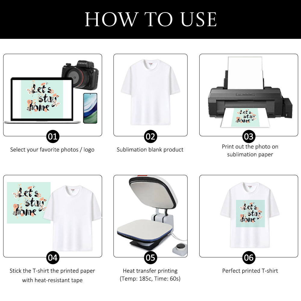 Sublimation Blank White T-Shirt Bulk Supply Custom Printable Tee for Family & Business 4 Styles