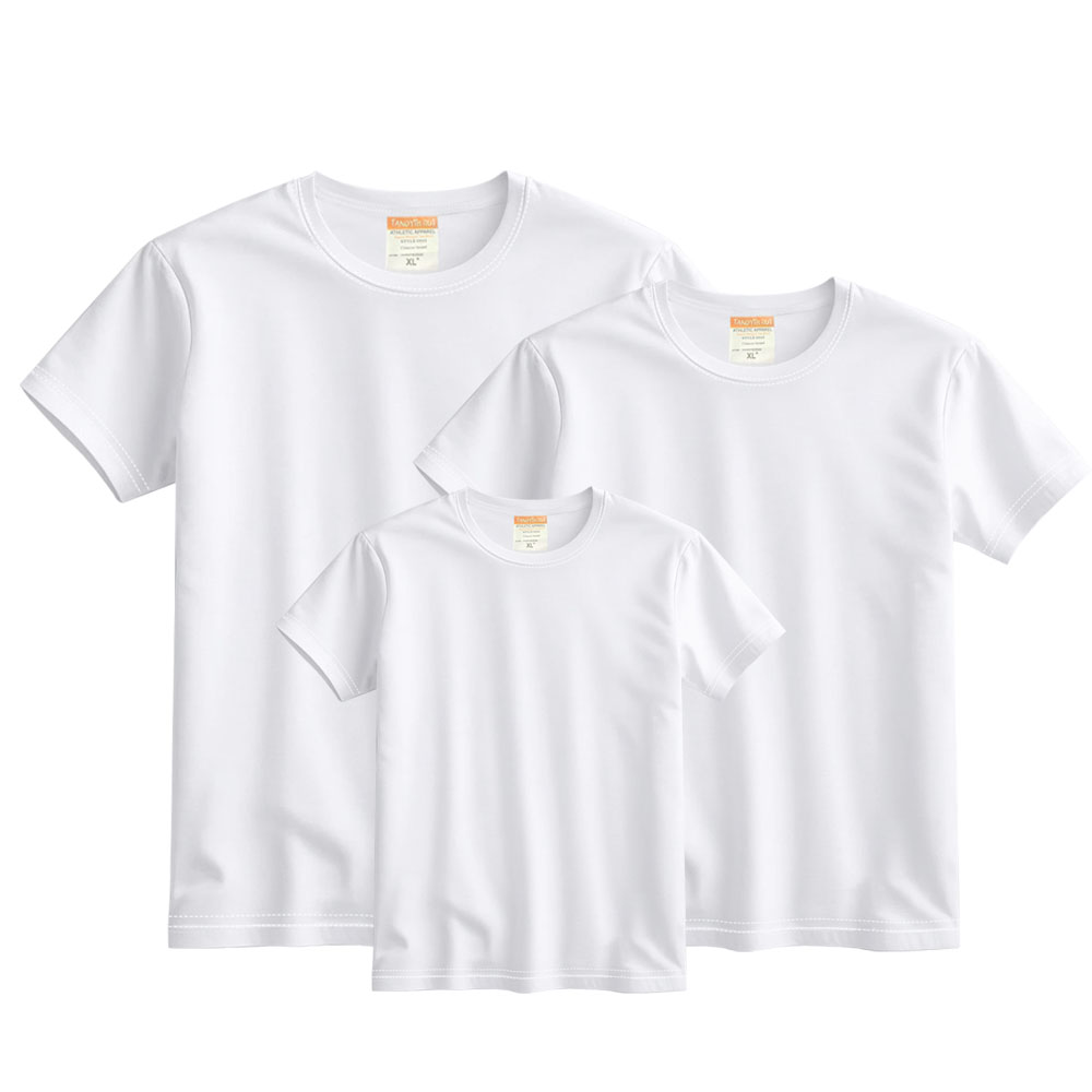 Sublimation Blank White T-Shirt Bulk Supply Custom Printable Tee for Family & Business 4 Styles