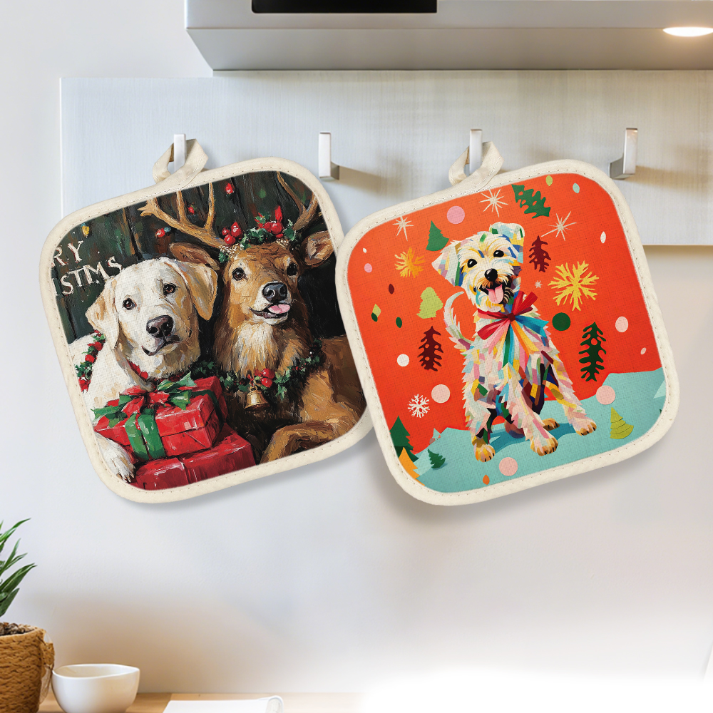 Sublimation Blank Cotton Linen Oven Mitt Glove & Pot Holder Set Factory Direct Heat Resistant Kitchen Set