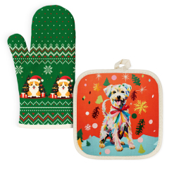 Sublimation Blank Cotton Linen Oven Mitt & Pot Holder Set Factory Direct Heat Resistant Kitchen Set