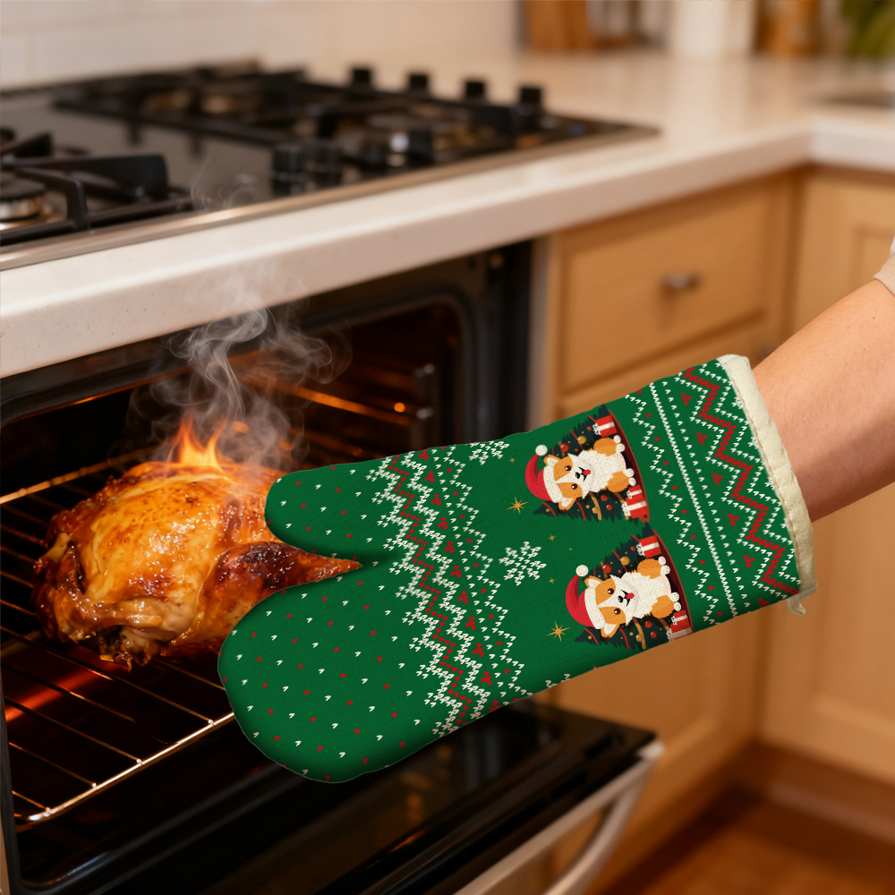 Sublimation Blank Cotton Linen Oven Mitt Glove & Pot Holder Set Factory Direct Heat Resistant Kitchen Set