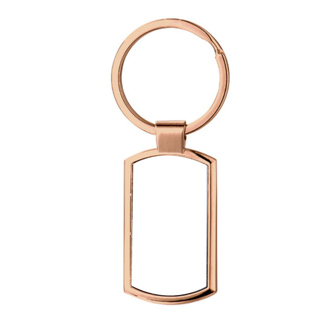 Sublimation Blank Rectangle Zinc Alloy Keychain 3 Finishes Factory Direct Single-Side Printable Key Ring