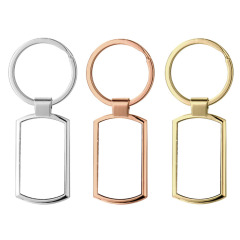 Sublimation Blank Rectangle Zinc Alloy Keychain 3 Finishes Factory Direct Single-Side Printable Key Ring