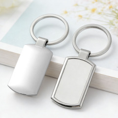 Sublimation Blank Rectangle Zinc Alloy Keychain 3 Finishes Factory Direct Single-Side Printable Key Ring