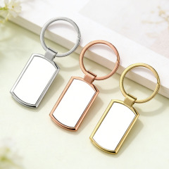 Sublimation Blank Rectangle Zinc Alloy Keychain 3 Finishes Factory Direct Single-Side Printable Key Ring