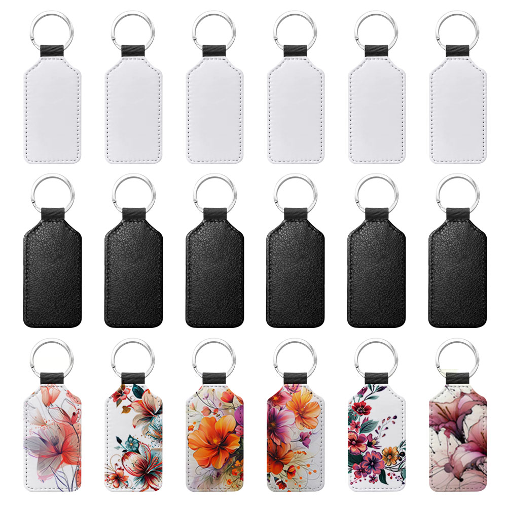 Special Price!!! Popular DIY Sublimation PU Leather Blank Leather Keychain,Single-sided Printable Key Ring Key Tag