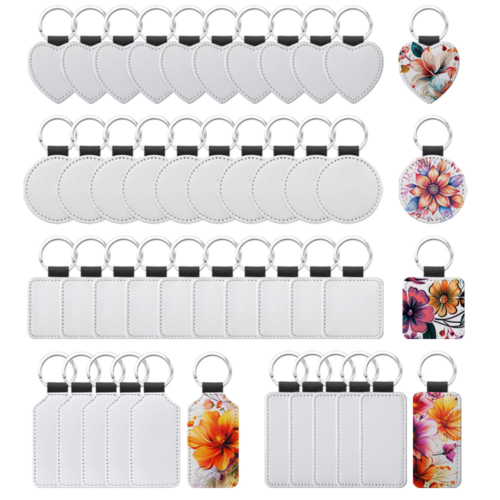 Special Price!!! Popular DIY Sublimation PU Leather Blank Leather Keychain,Single-sided Printable Key Ring Key Tag
