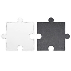 Sublimation Blank PU Leather Puzzle Coaster Set Factory Direct Custom Printable Heat Insulation Mat Bulk Supply