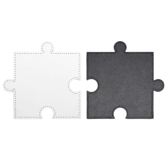 Sublimation Blank PU Leather Puzzle Coaster Set Factory Direct Custom Printable Heat Insulation Mat Bulk Supply