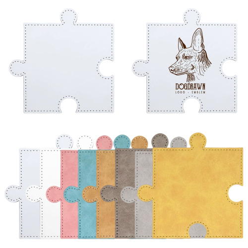 Sublimation Blank PU Leather Puzzle Coaster Set Factory Direct Custom Printable Heat Insulation Mat Bulk Supply