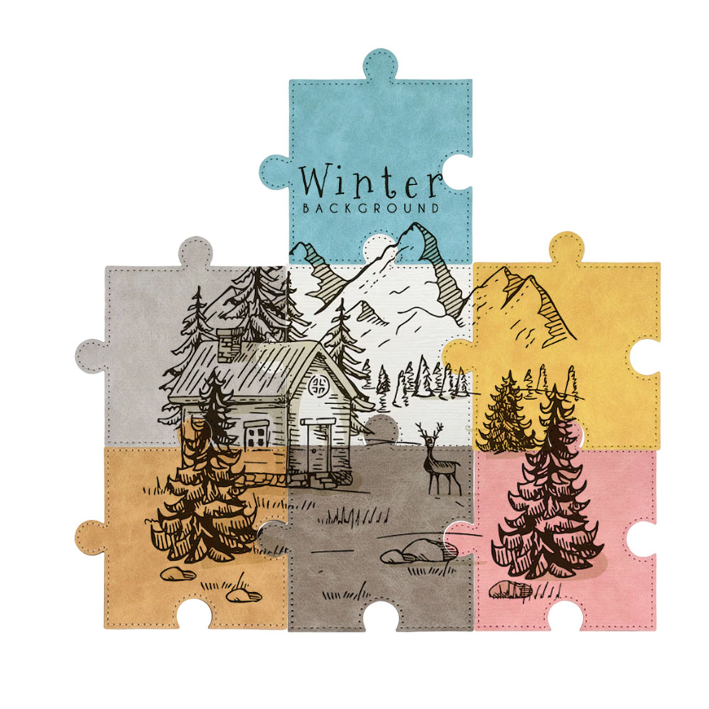 Sublimation Blank PU Leather Puzzle Coaster Set Factory Direct Custom Printable Heat Insulation Mat Bulk Supply