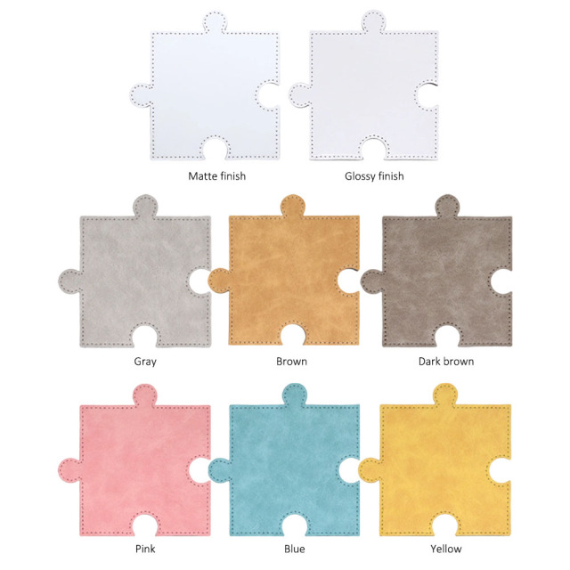 Sublimation Blank PU Leather Puzzle Coaster Set Factory Direct Custom Printable Heat Insulation Mat Bulk Supply