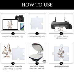 Sublimation Blank PU Leather Puzzle Coaster Set Factory Direct Custom Printable Heat Insulation Mat Bulk Supply