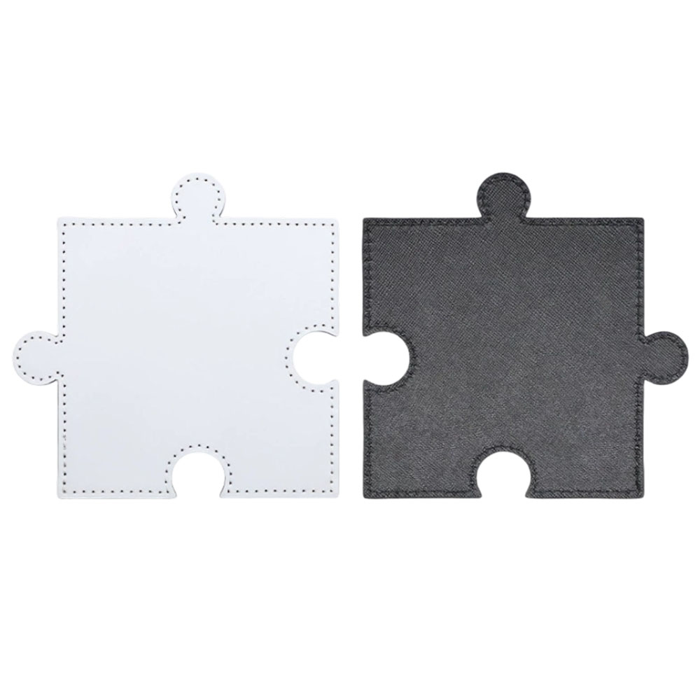 Sublimation Blank PU Leather Puzzle Coaster Set Factory Direct Custom Printable Heat Insulation Mat Bulk Supply
